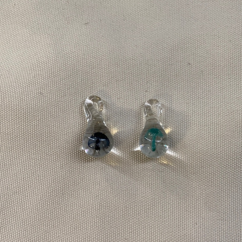 blue and black mushroom necklace charms